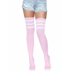 3 Stripes Athletic Ribbed Thigh Highs - One Size - Light Pink