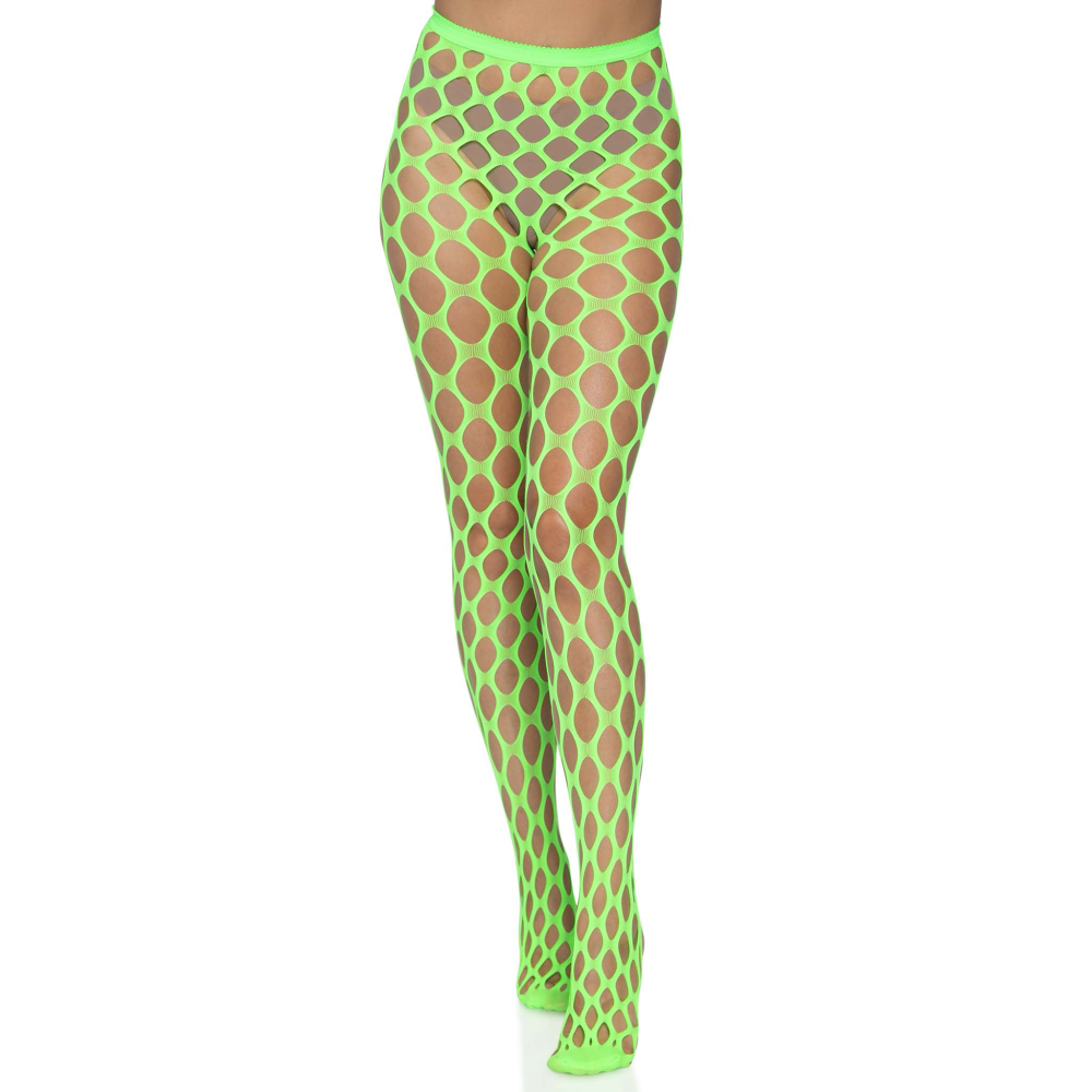 Jumbo Pothole Net Tights - Neon Green - One Size