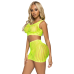 2 Pc. Crochet Net Crop Top and Mini Skirt - One Size - Neon Yellow 2 Pc. Crochet Net Crop Top and Mini Skirt - One Size - Neon Yellow