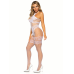 Net and Lace Crotchless Bodystocking - One Size -  White