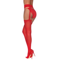 Pantyhose With Garters - One Size - Red Pantyhose With Garters - One Size - Red