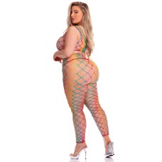 Pink Lipstick - Roy G. Biv 2 Pc Bodystocking - 1x-3x - Rainbow Pink Lipstick - Roy G. Biv 2 Pc Bodystocking - 1x-3x - Rainbow