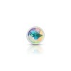Clear Iridescent Round Gem Silver Metal Plug - Md