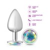 Clear Iridescent Round Gem Silver Metal Plug - Lg