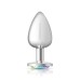 Clear Iridescent Round Gem Silver Metal Plug - Lg Clear Iridescent Round Gem Silver Metal Plug - Lg
