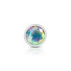 Clear Iridescent Round Gem Silver Metal Plug - Lg