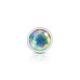 Clear Iridescent Round Gem Silver Metal Plug - Lg Clear Iridescent Round Gem Silver Metal Plug - Lg