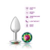 Rainbow Round Gem Silver Metal Plug - Sm