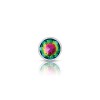 Rainbow Round Gem Silver Metal Plug - Sm