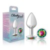Rainbow Round Gem Silver Metal Plug - Md