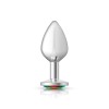 Rainbow Round Gem Silver Metal Plug - Md