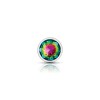 Rainbow Round Gem Silver Metal Plug - Md