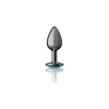 Teal Round Gem Gunmetal Metal Plug - Sm