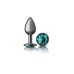 Teal Round Gem Gunmetal Metal Plug - Sm Teal Round Gem Gunmetal Metal Plug - Sm