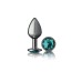 Teal Round Gem Gunmetal Metal Plug - Md Teal Round Gem Gunmetal Metal Plug - Md