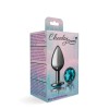 Teal Round Gem Gunmetal Metal Plug - Md