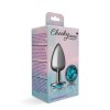 Teal Round Gem Gunmetal Metal Plug - Lg