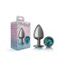 Teal Round Gem Gunmetal Metal Plug - Lg