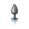 Teal Round Gem Gunmetal Metal Plug - Lg