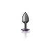 Purple Round Gem Gunmetal Metal Plug - Sm