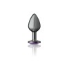 Purple Round Gem Gunmetal Metal Plug - Md