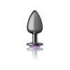 Purple Round Gem Gunmetal Metal Plug - Lg