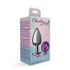 Purple Round Gem Gunmetal Metal Plug - Lg