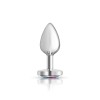 Clear Iridescent Heart Gem Silver Metal Plug - Sm