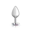 Clear Iridescent Heart Gem Silver Metal Plug - Md