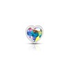 Clear Iridescent Heart Gem Silver Metal Plug - Md