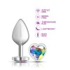 Clear Iridescent Heart Gem Silver Metal Plug - Md