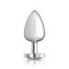 Clear Iridescent Heart Gem Silver Metal Plug - Lg