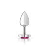 Bright Pink Heart Gem Silver Metal Plug - Sm