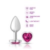 Bright Pink Heart Gem Silver Metal Plug - Sm
