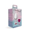 Bright Pink Heart Gem Silver Metal Plug - Md
