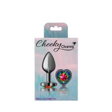 Rainbow Heart Gem Gunmetal Metal Plug - Sm
