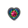 Rainbow Heart Gem Gunmetal Metal Plug - Lg