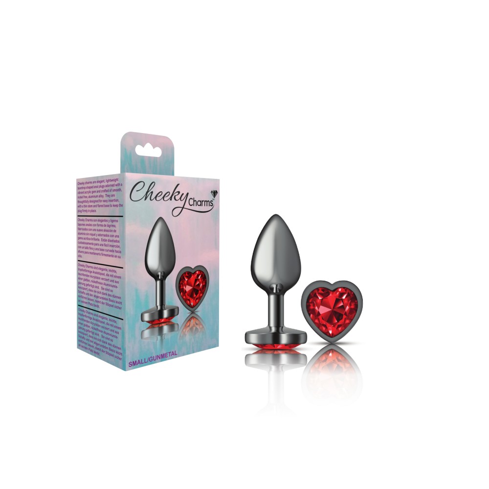 Deep Red Heart Gem Gunmetal Metal Plug - Sm
