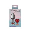 Deep Red Heart Gem Gunmetal Metal Plug - Md