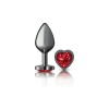 Deep Red Heart Gem Gunmetal Metal Plug - Md