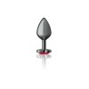 Deep Red Heart Gem Gunmetal Metal Plug - Md