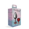 Deep Red Heart Gem Gunmetal Metal Plug - Md