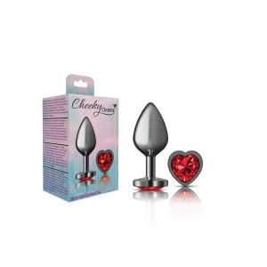 Deep Red Heart Gem Gunmetal Metal Plug - Md