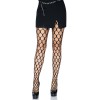 Rhinestone Pothole Net Tights - One Size - Black