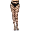 Rhinestone Pothole Net Tights - One Size - Black