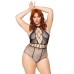 Multi Net Halter Bodysuit - 1x/2x - Black