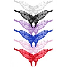 Butterfly Crotchless Panty With Pearl Accents - Assorted Colors - One Size Butterfly Crotchless Panty With Pearl Accents - Assorted Colors - One Size