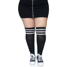 Over the Knee Athletic Socks -1x/2x - Black/white Over the Knee Athletic Socks -1x/2x - Black/white