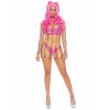 Rainbow Fishnet Long Sleeved Mini Dress - One Size - Rainbow