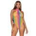 Rainbow Striped Halter Bodysuit With Snap Crotch - One Size - Multicolor Rainbow Striped Halter Bodysuit With Snap Crotch - One Size - Multicolor